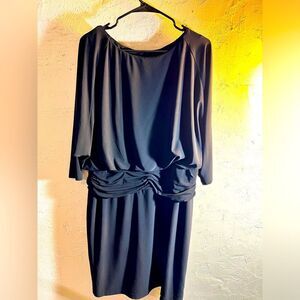 Coldwater Creek PLUS classic black dress with draping and ruched waist, lovely